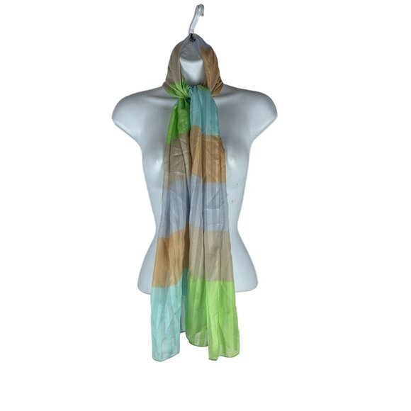 Colorful Striped Lightweight Sheer Scarf For Women - Picture 2 of 3